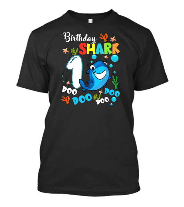 Birthday Shark 1st Baby Boy Doo Doo Doo T-Shirt