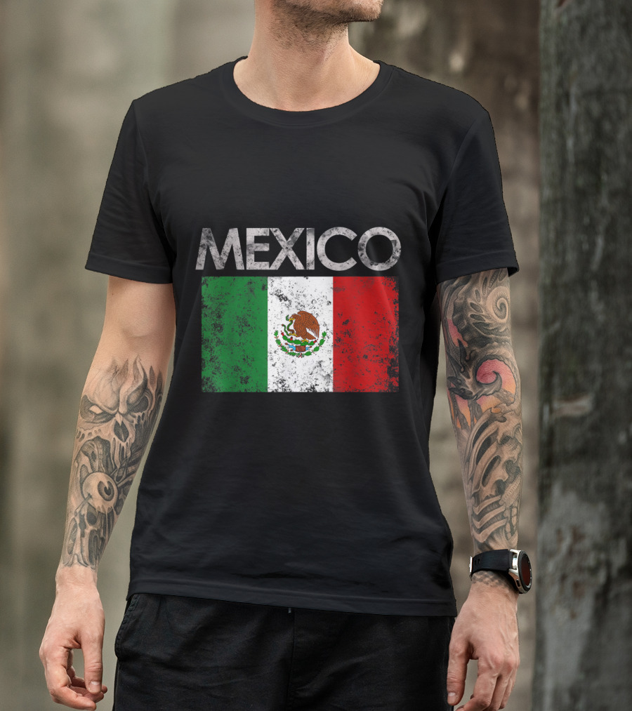 Vintage Distressed Mexico Flag Pride Mexican T-Shirt