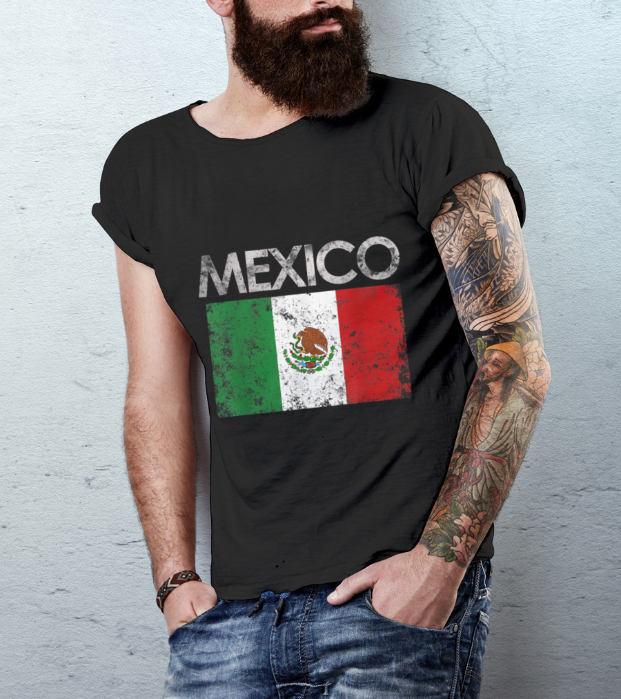 Vintage Distressed Mexico Flag Pride Mexican T-Shirt