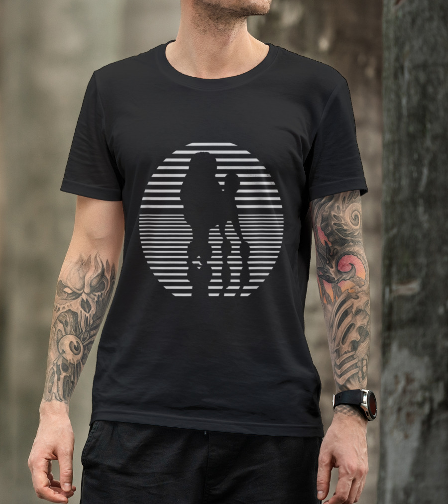 Poodle Dog Lover Striped Silhouette Design For Dog Enthusiasts T-Shirt