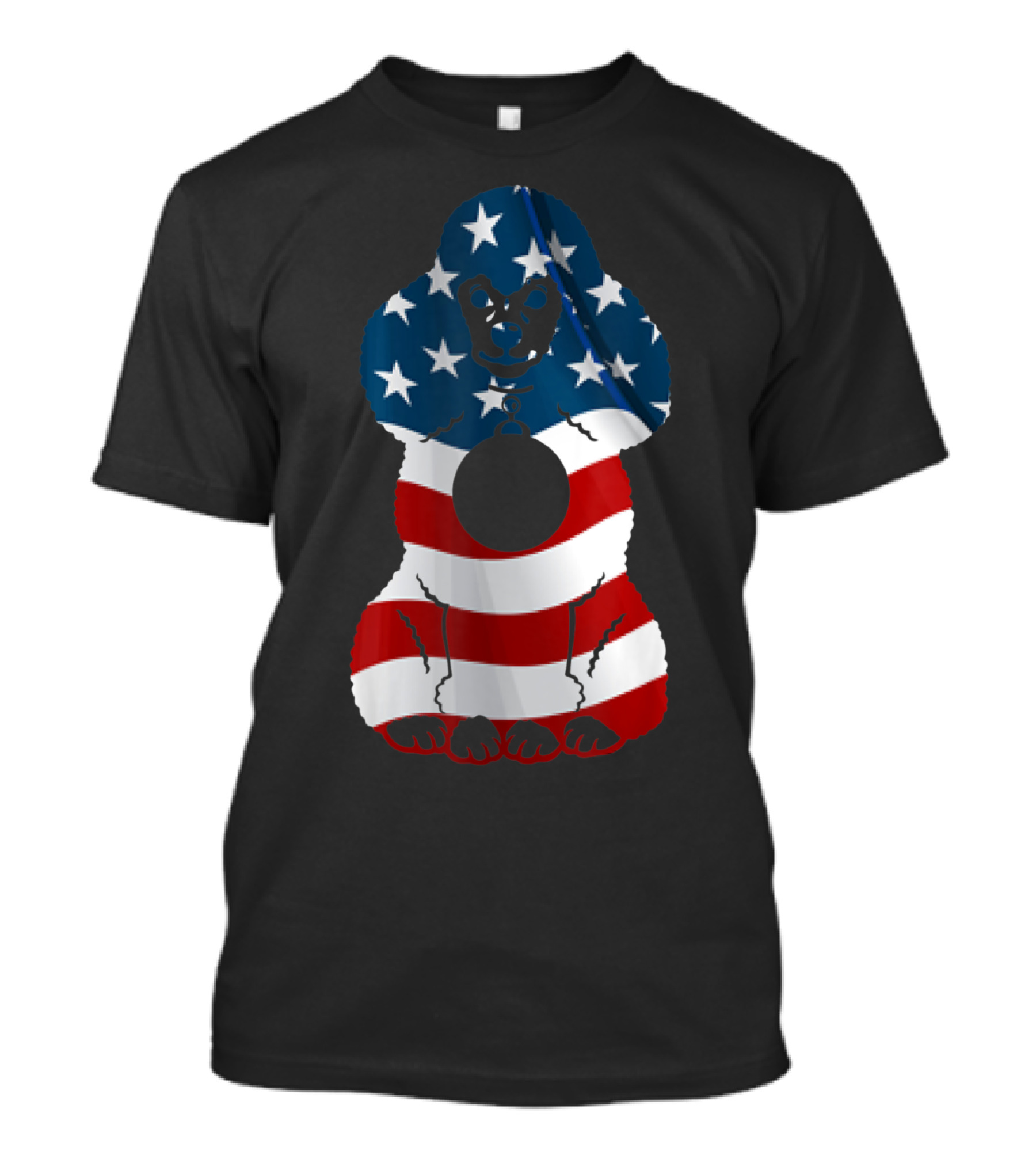 Patriotic Poodle Dog With American Flag Design For 4th Of July T-Shirt