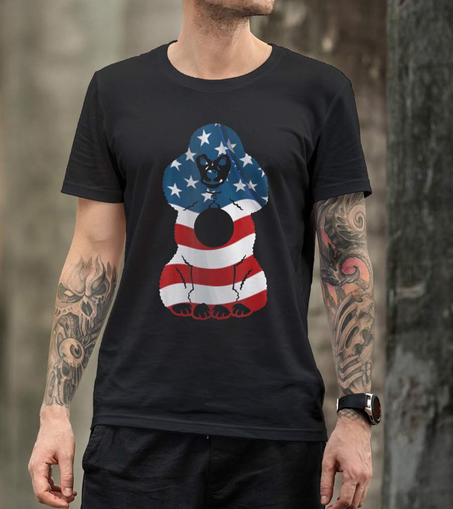 Patriotic Poodle Dog With American Flag Design For 4th Of July T-Shirt
