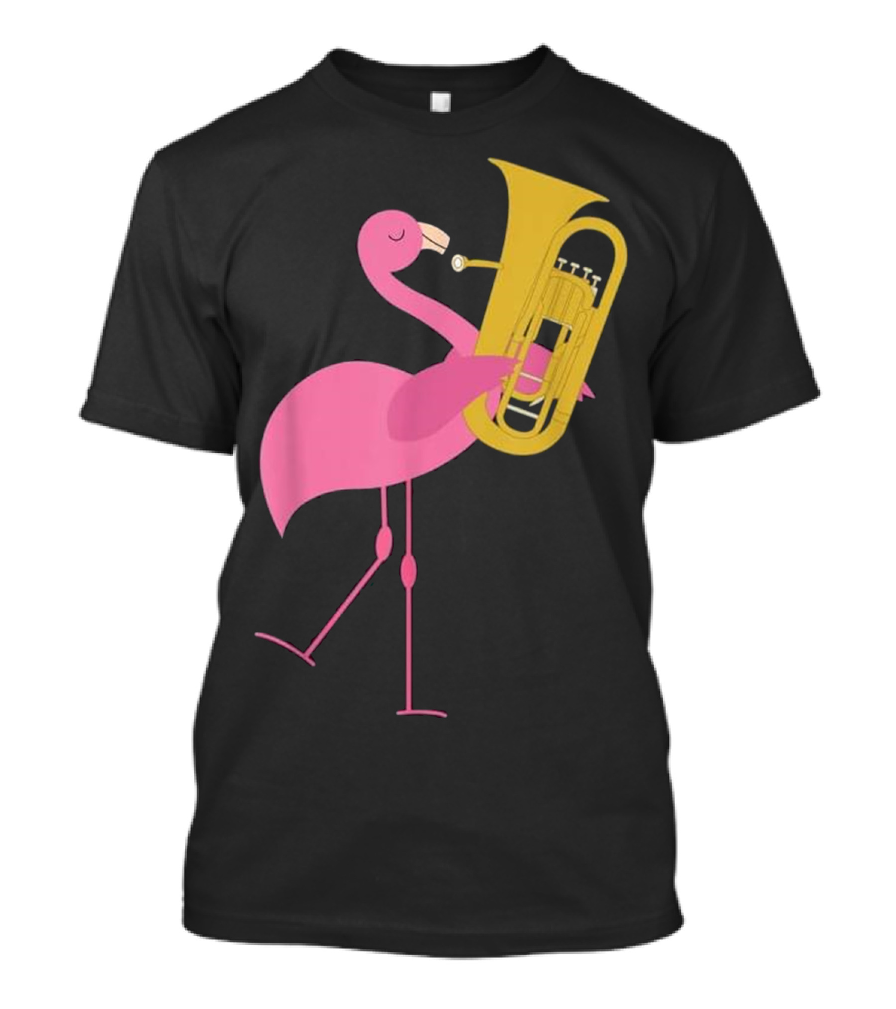 Beautiful Flamingo Playing Tuba Music Iconic Whimsical Animal T-Shirt