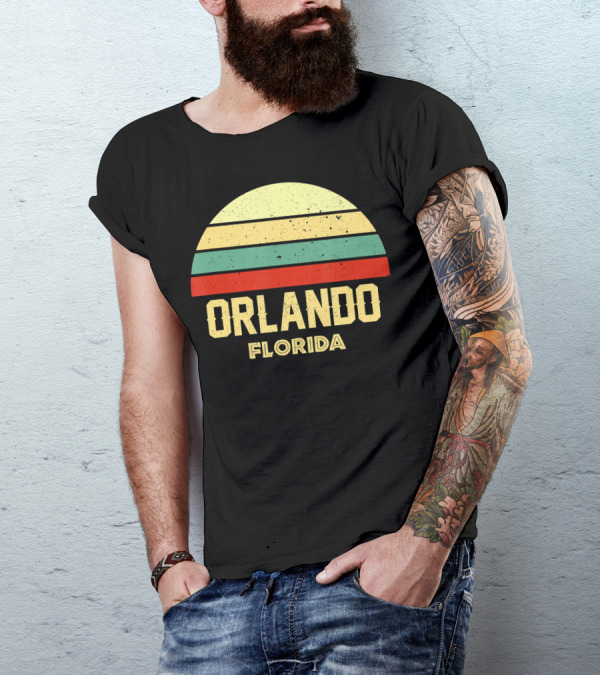Orlando Florida Retro Vintage Sunset Stripes T-Shirt