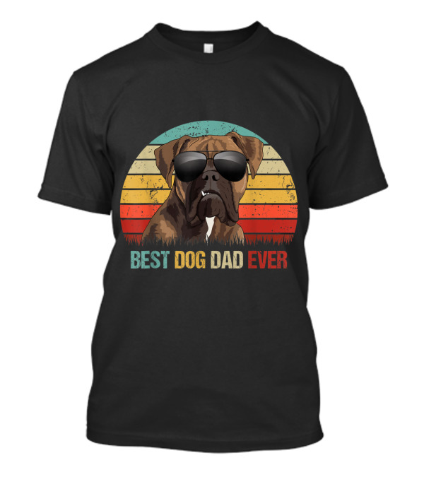 Best Dog Dad Ever Boxer Dog Retro Sunglasses T-Shirt