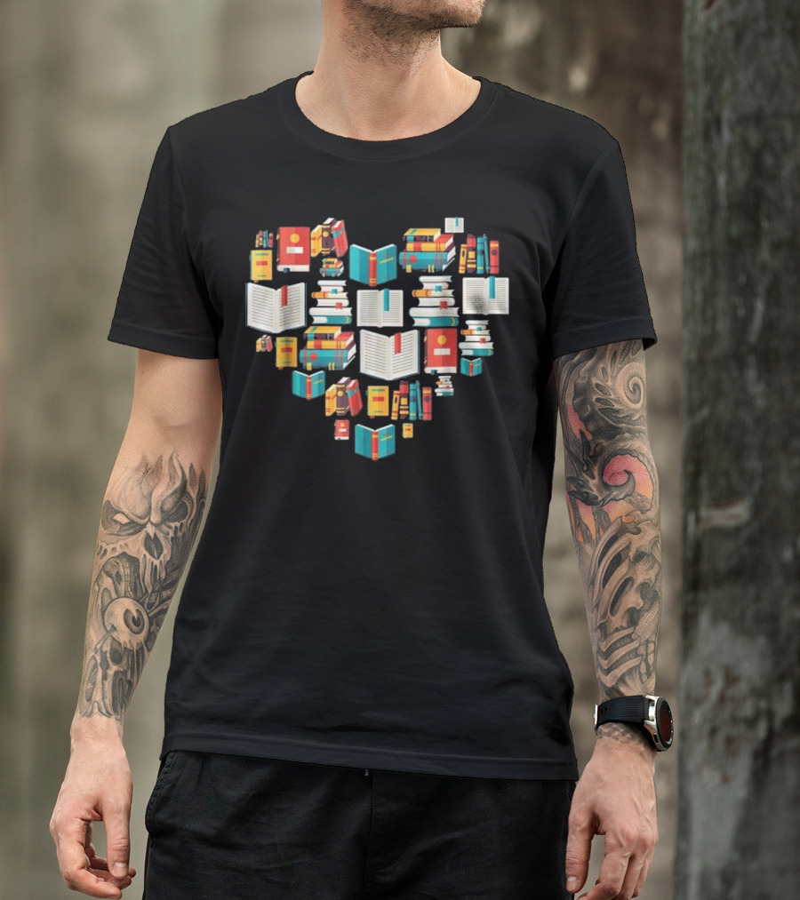 Heart Of Books Reading Library Librarian T-Shirt