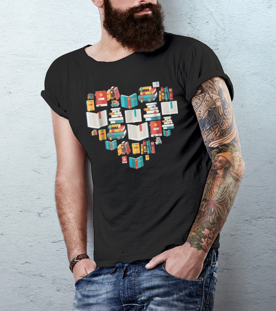Heart Of Books Reading Library Librarian T-Shirt