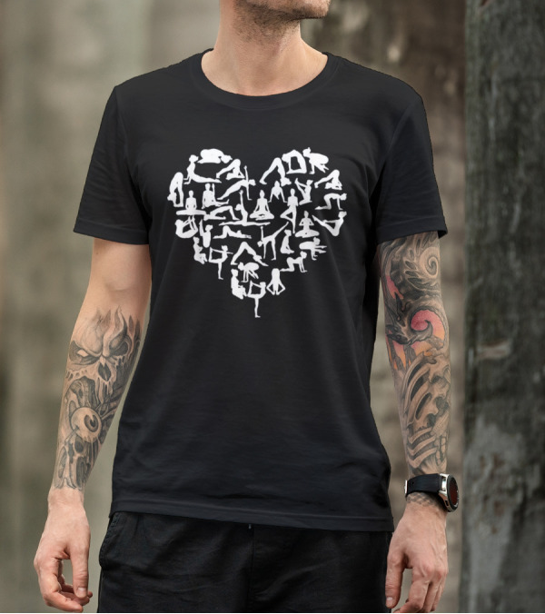 Heart Yoga Poses Pattern Love Yoga T-Shirt