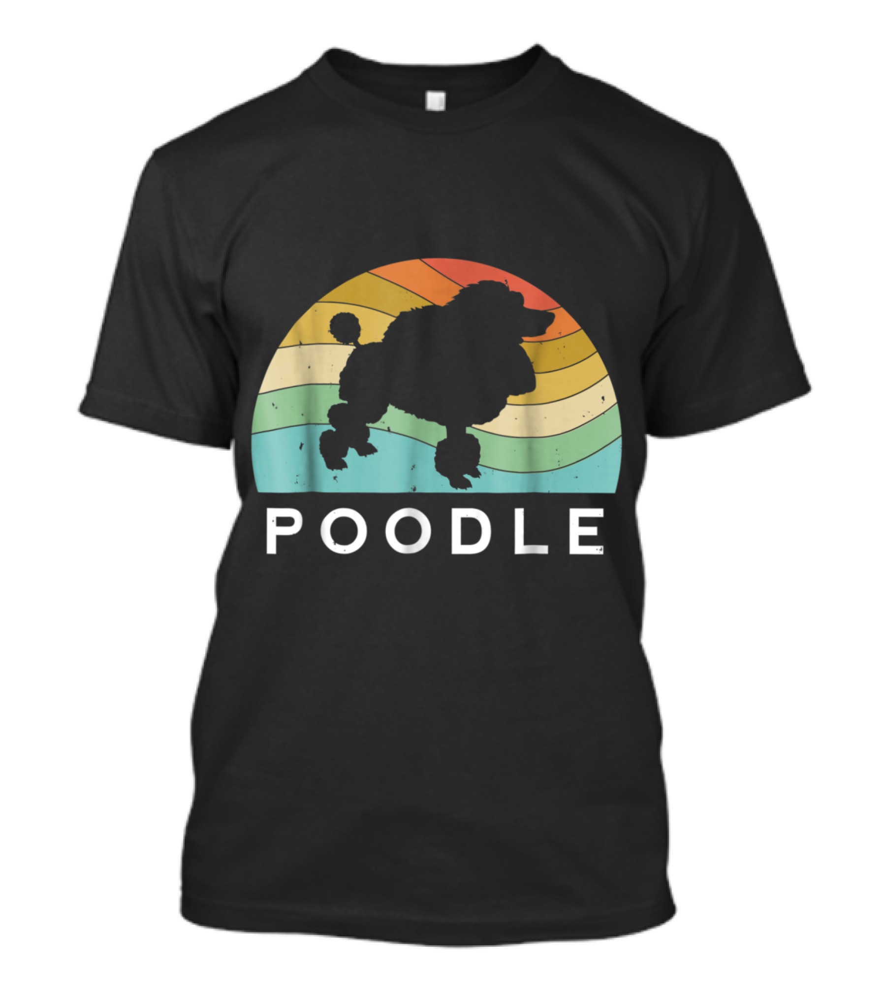 Poodle Dog Vintage Pup Silhouette Retro Rainbow T-Shirt