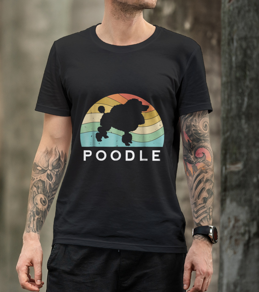 Poodle Dog Vintage Pup Silhouette Retro Rainbow T-Shirt