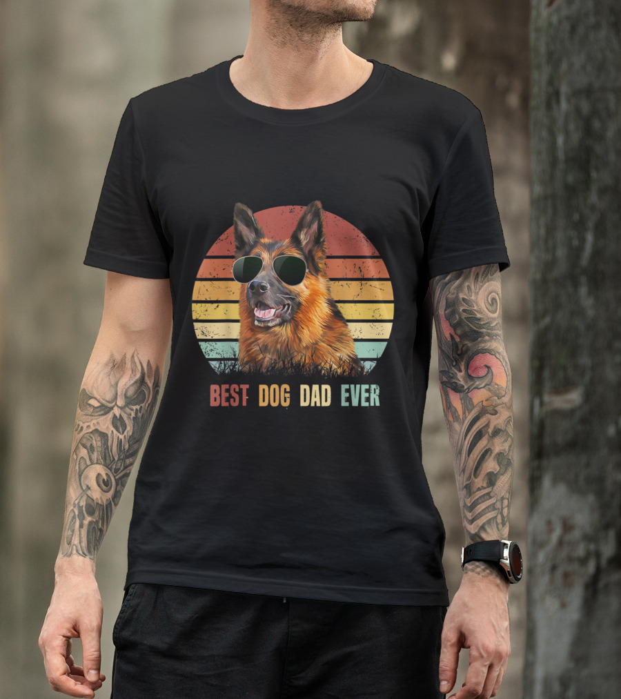 Best Dog Dad Ever Mens German Shepherd Sunglasses T-Shirt