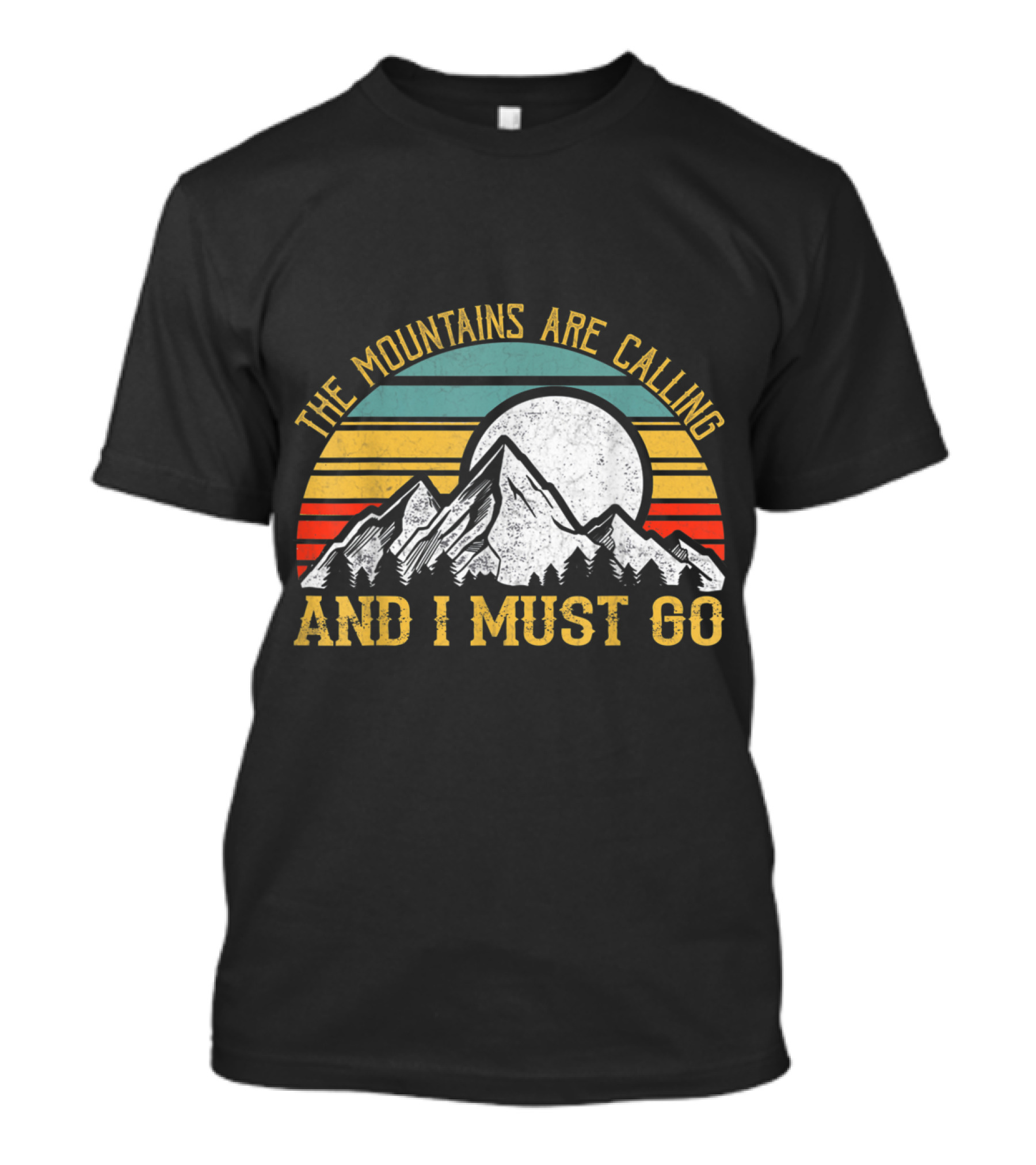 Vintage The Mountains Are Calling And I Must Go Retro Sunset Mountain T-Shirt