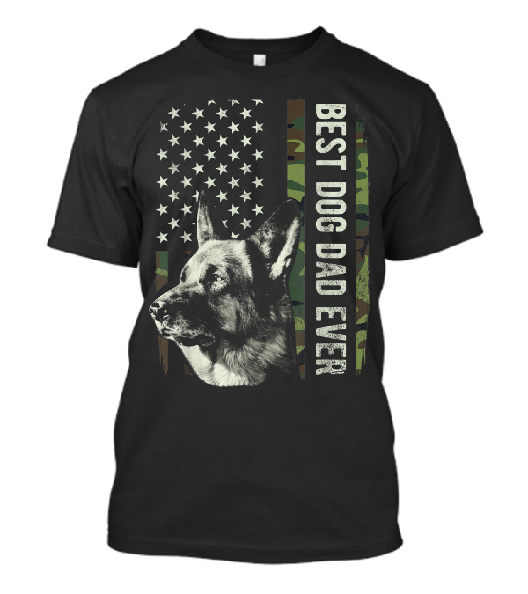 Best Dog Dad Ever German Shepherd American Flag Camouflage T-Shirt