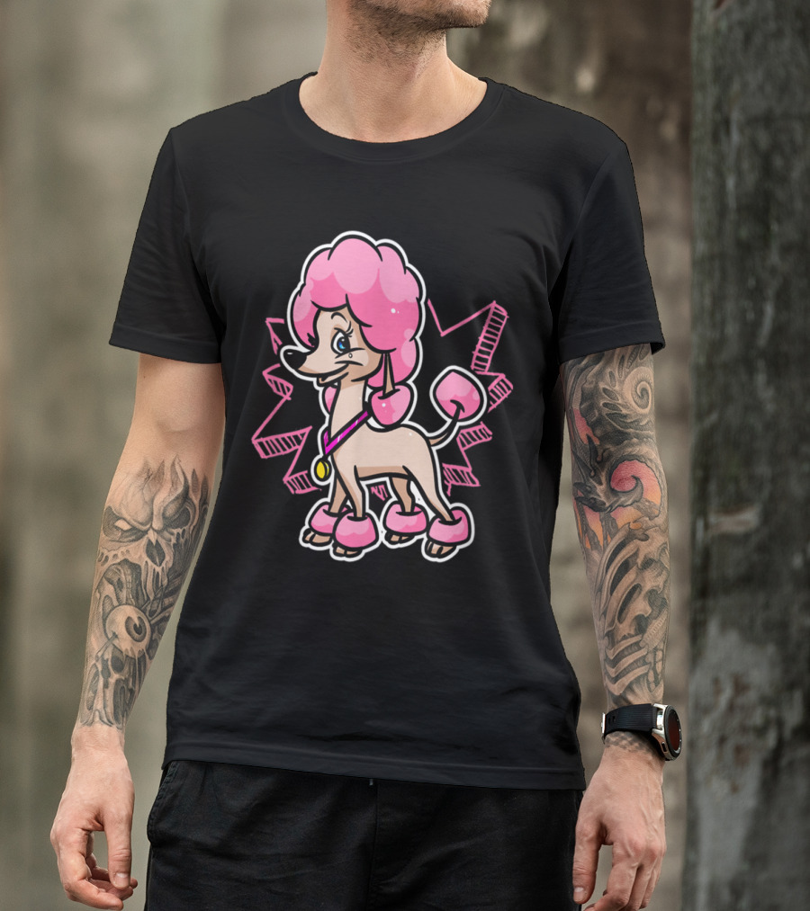 Poodle Dog Cartoon Pink Prize Medal T-Shirt