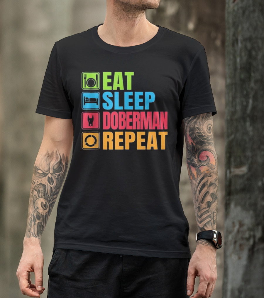 Eat Sleep Doberman Repeat Funny Dog Lover Sleeveless T-Shirt