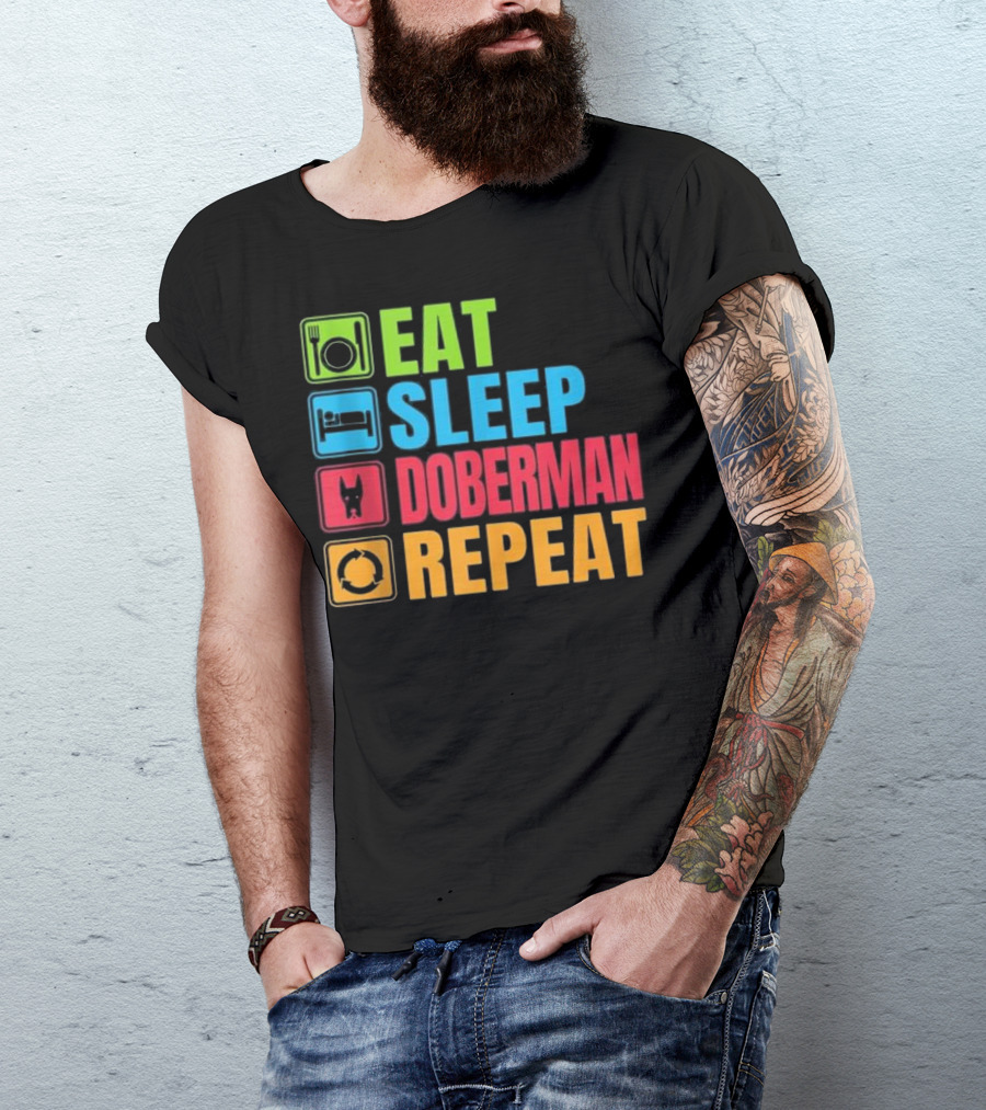 Eat Sleep Doberman Repeat Funny Dog Lover Sleeveless T-Shirt