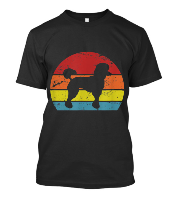 Poodle Dog Silhouette Vintage Retro Rainbow Dad T-Shirt