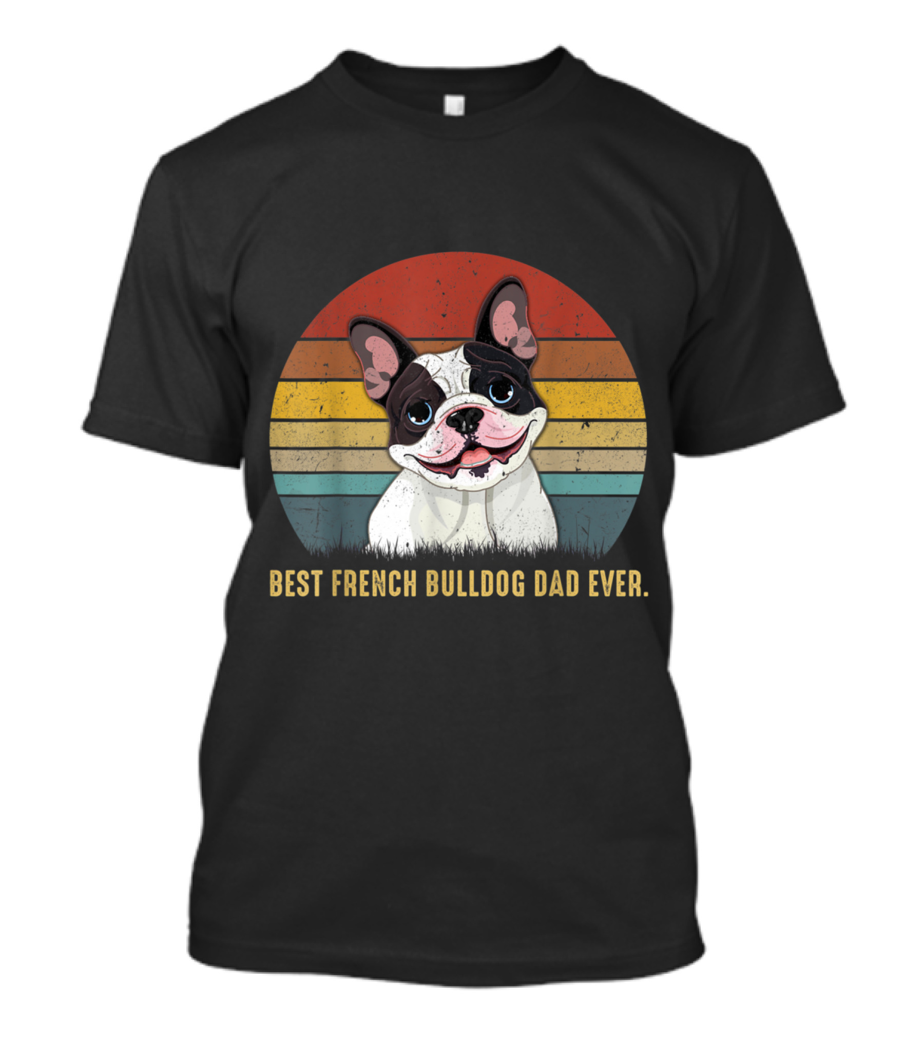 Best French Bulldog Dad Ever Retro Circle T-Shirt