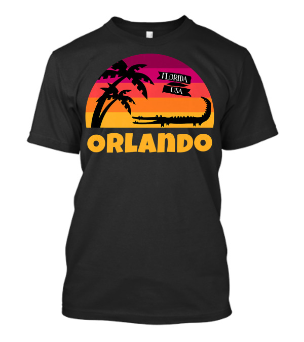 Orlando Florida USA Sunset Palm Trees And Alligator T-Shirt