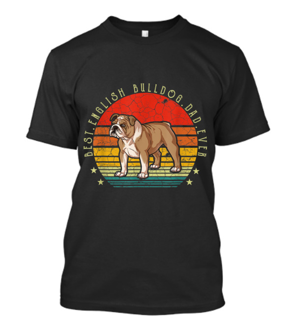 Best English Bulldog Dad Ever Vintage Style With Stars And Stripes Iconic T-Shirt