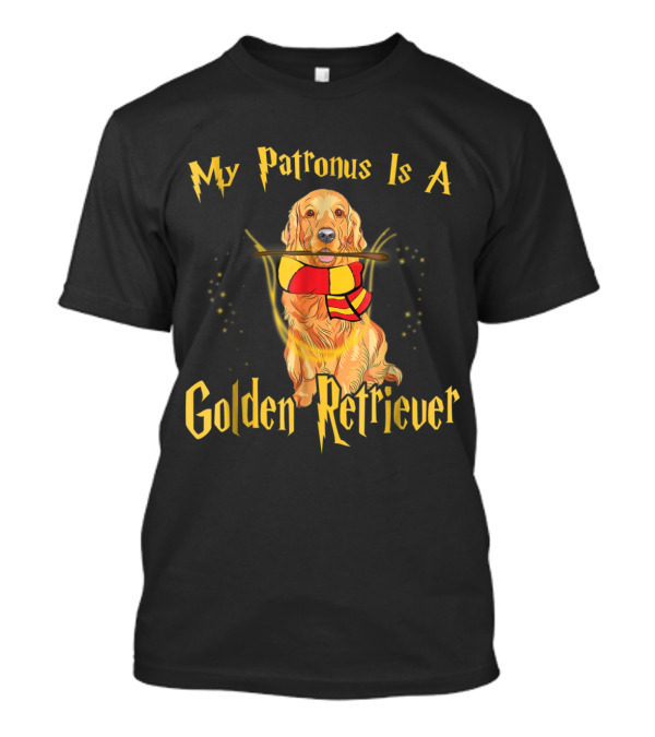 My Patronus Is A Golden Retriever With Wizard Scarf And Wand T-Shirt