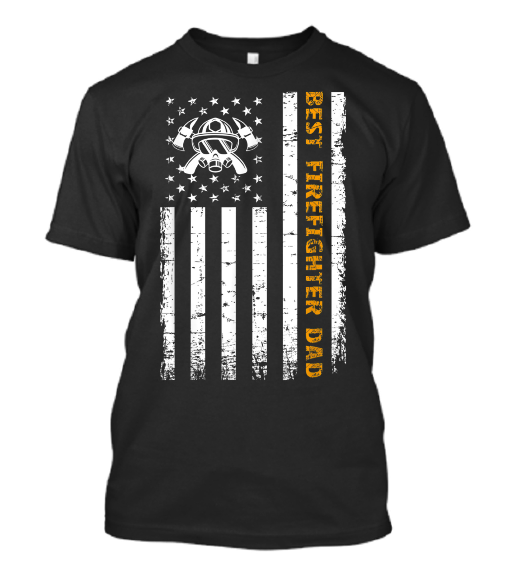 Best Firefighter Dad American Flag Fire Helmet T-Shirt