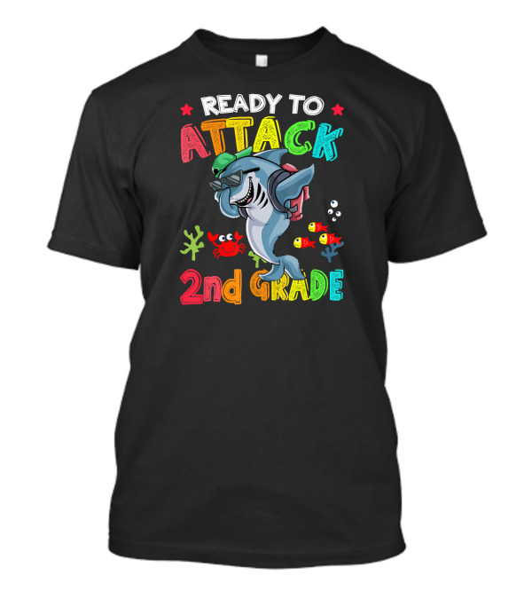 Ready To Attack 2nd Grade Dabbing Shark With Crab And Fish T-Shirt