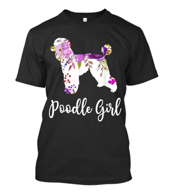 Poodle Girl Floral Pattern Funny Poodle Dog T-Shirt