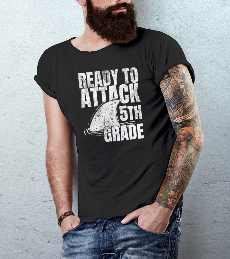 Ready To Attack 5th Grade Shark Fin T-Shirt