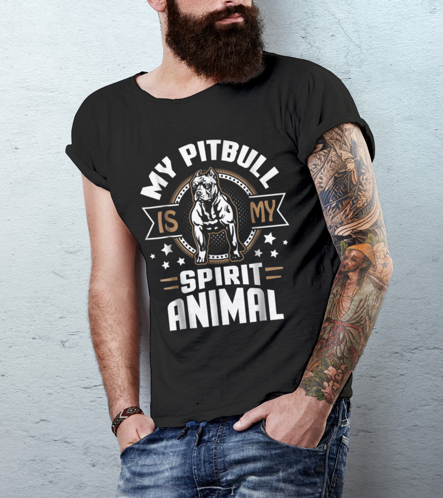 My Pitbull Is My Spirit Animal Starry Circle T-Shirt