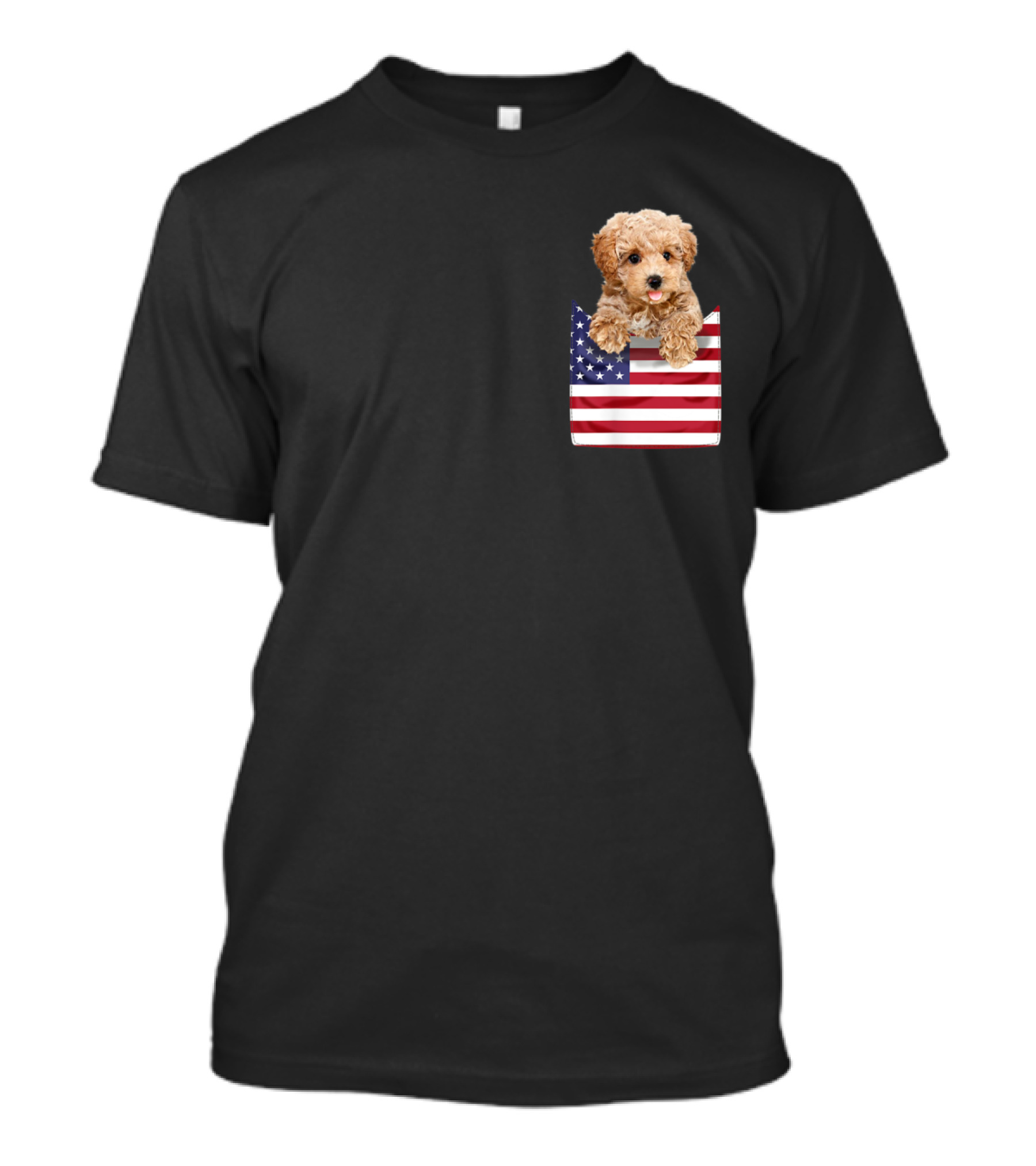 Poodle In American Flag Pocket Patriotic Dog T-Shirt