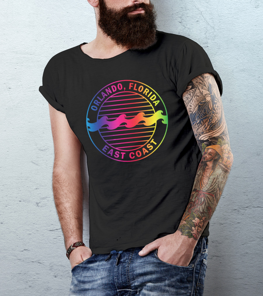 Orlando Florida East Coast Gradient Waves Circle T-Shirt