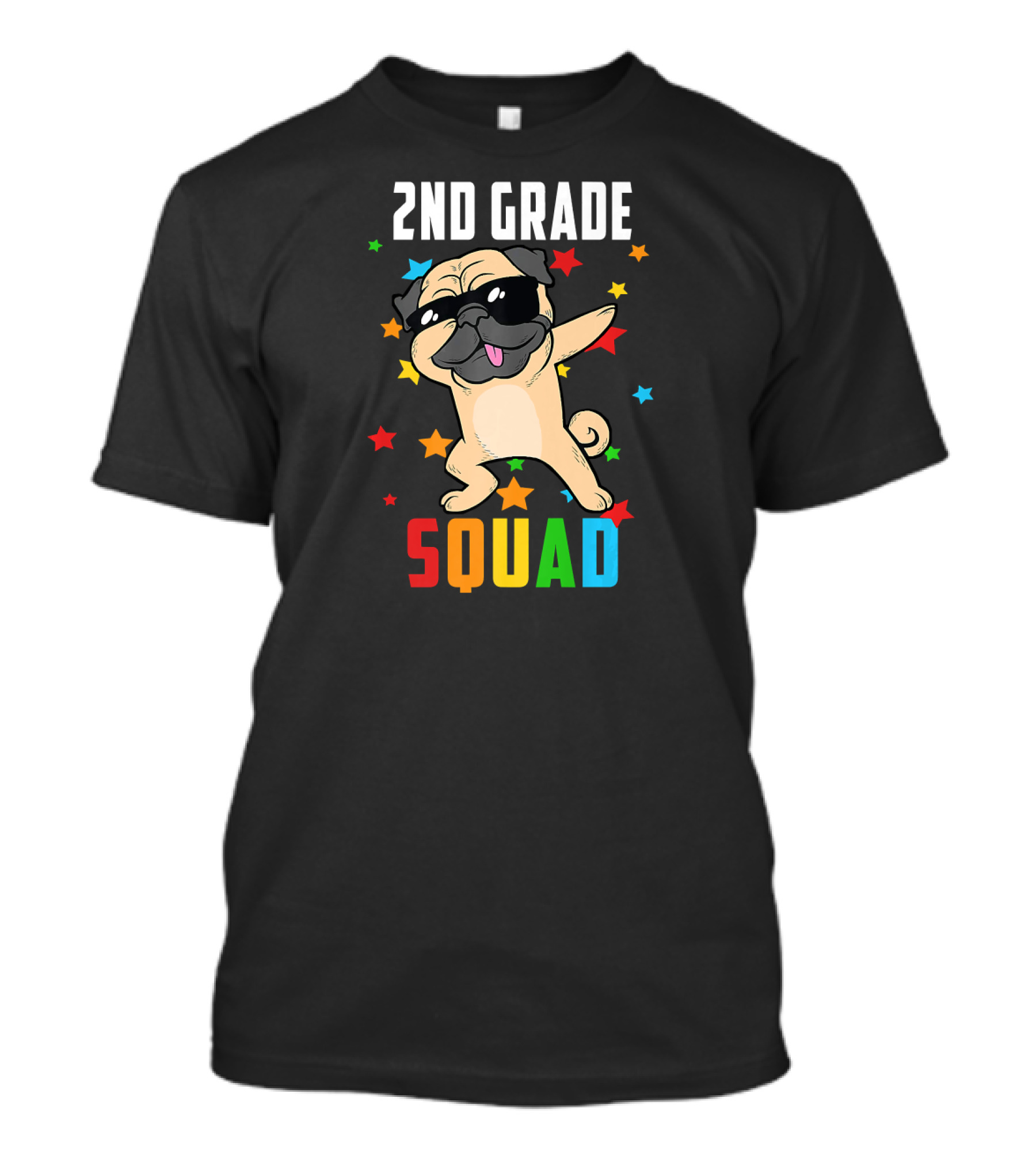 2nd Grade Squad Dabbing Pug With Stars T-Shirt