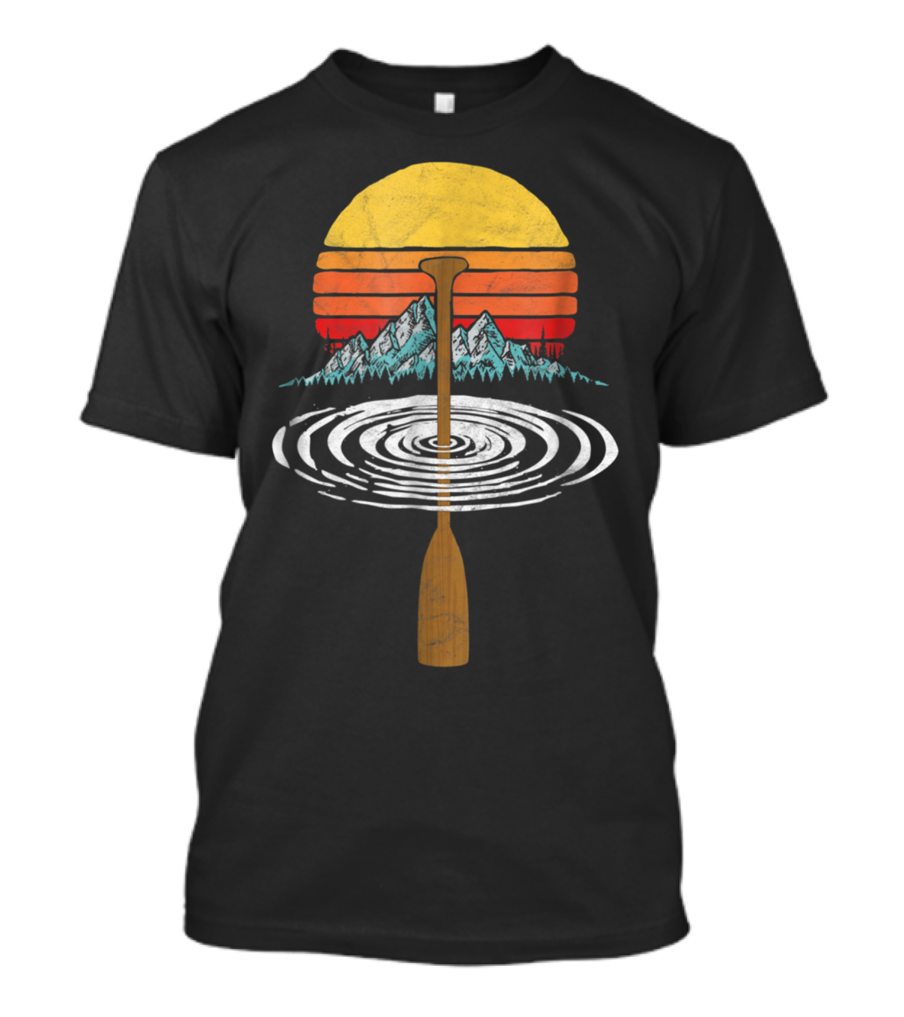 Vintage Paddle Mountains Sunset Reflection T-Shirt