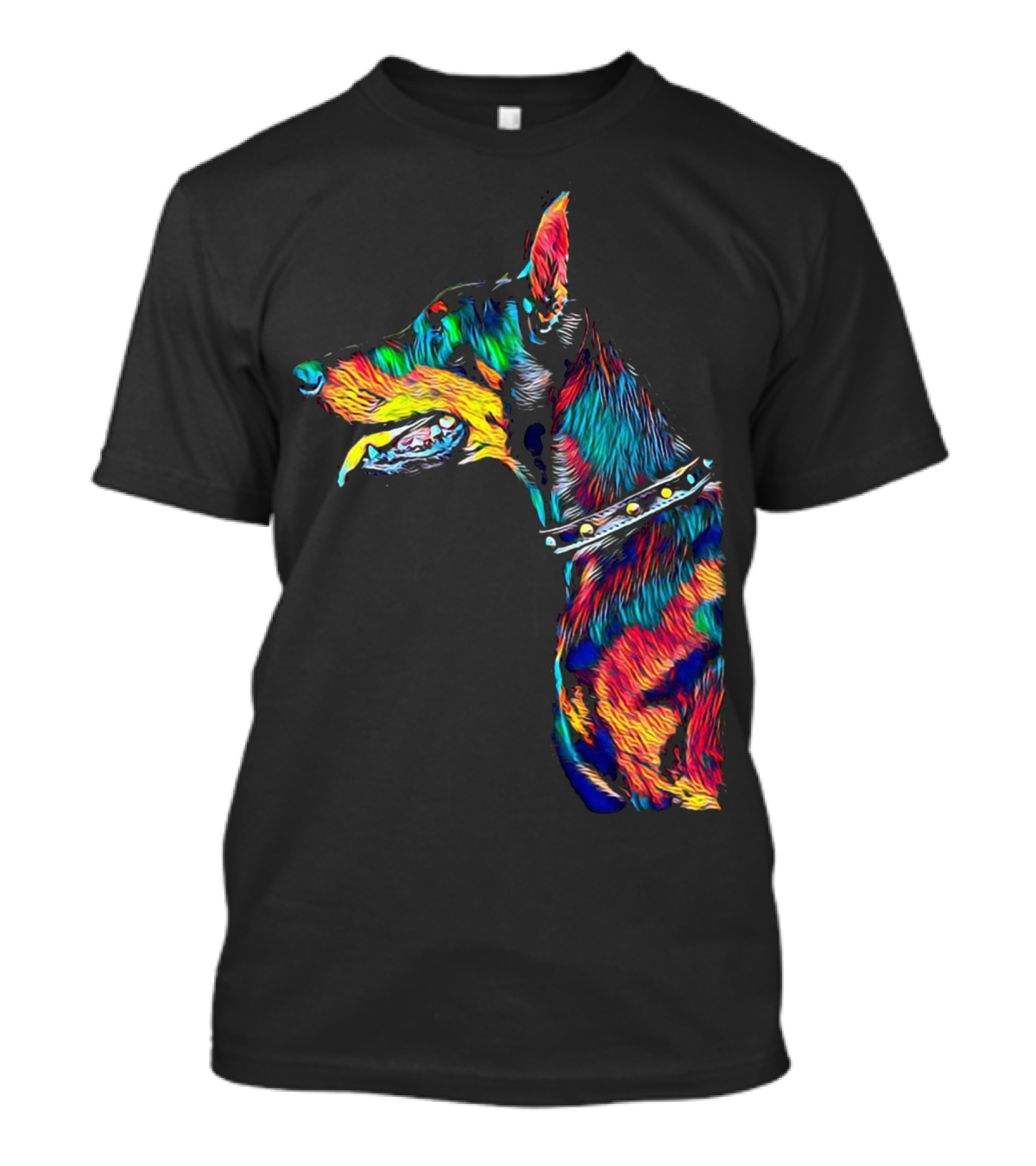 Doberman Profile Head Dog Breed Pet Colorful T-Shirt