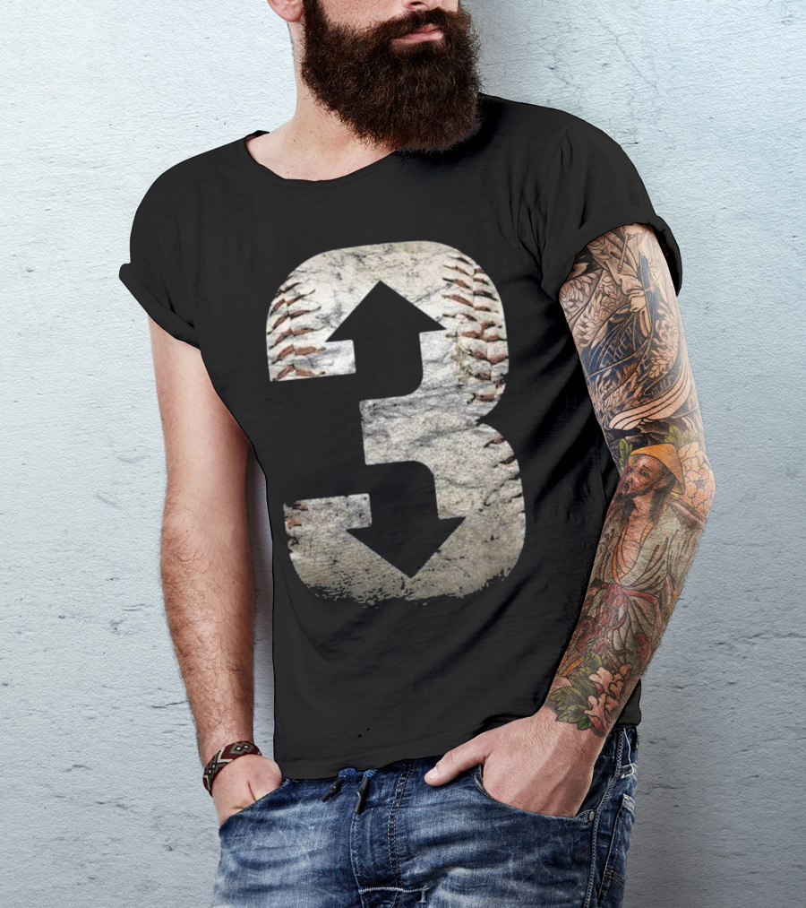3 Up 3 Down Baseball Themed Shirt With Arrows And Stitched Texture T-Shirt