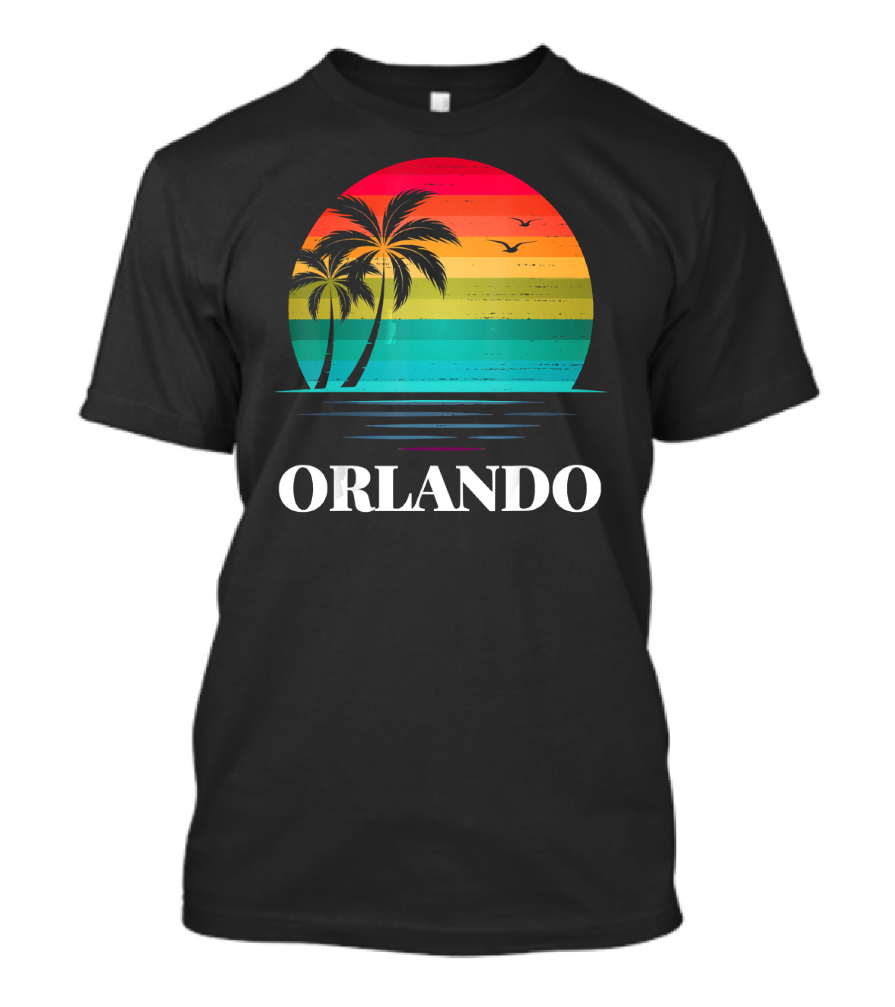 Orlando Florida Sunset Palm Trees Family Vacation T-Shirt