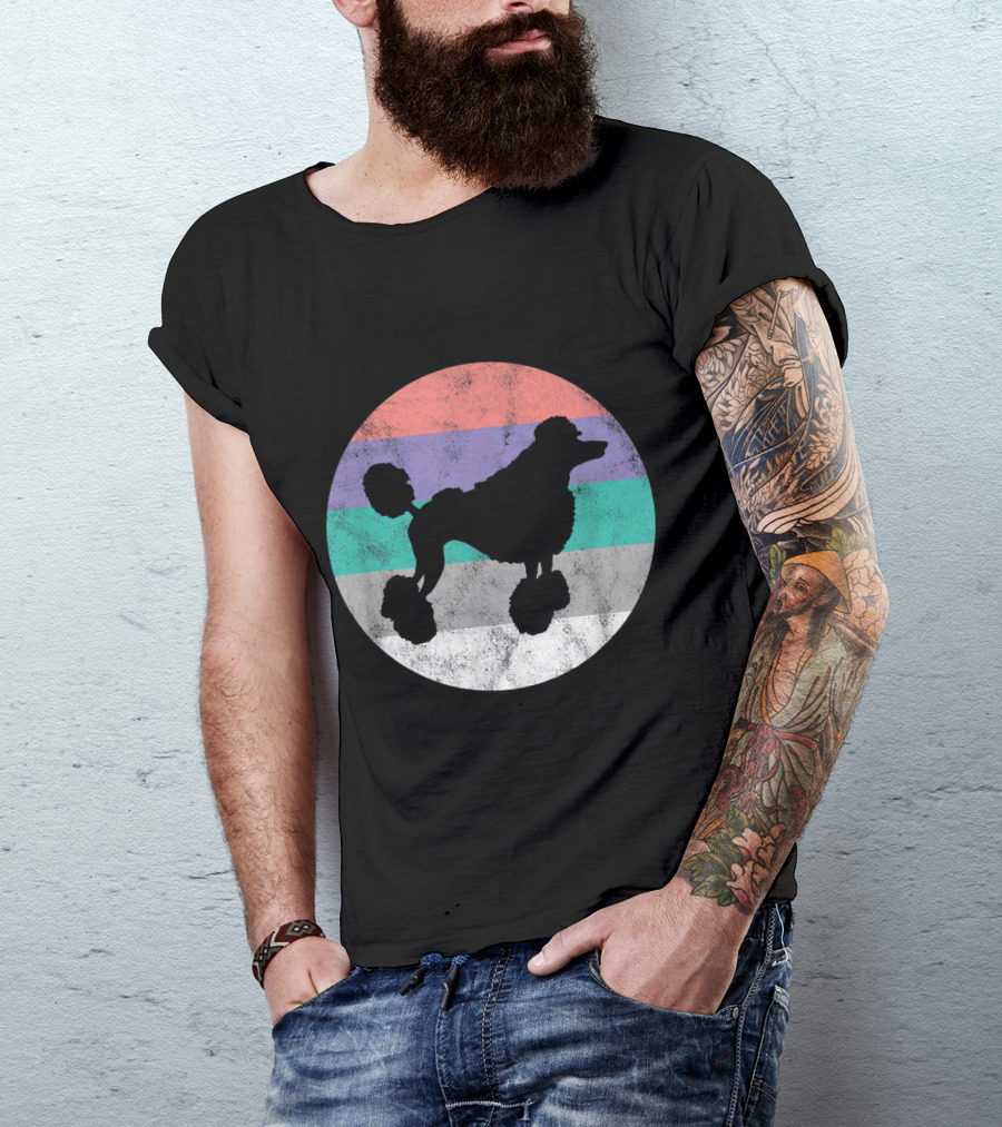 Poodle Owner Retro Pride Stripes Circle T-Shirt