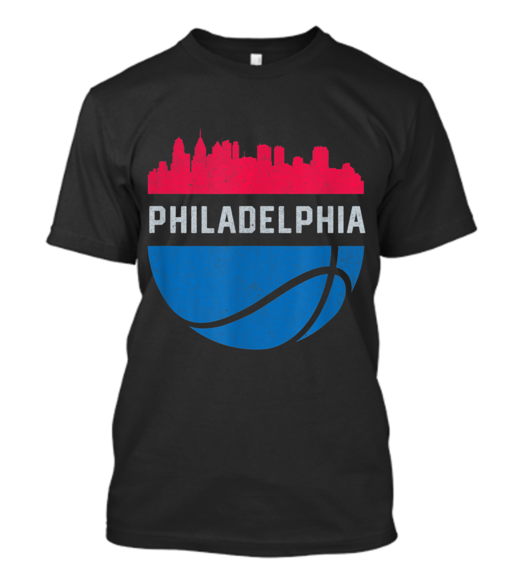 Vintage Philadelphia Cityscape Basketball Skyline T-Shirt