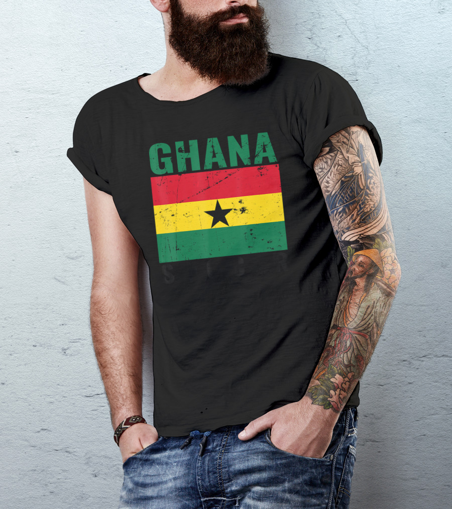 Ghana Soccer Distressed Ghanaian Flag T-Shirt