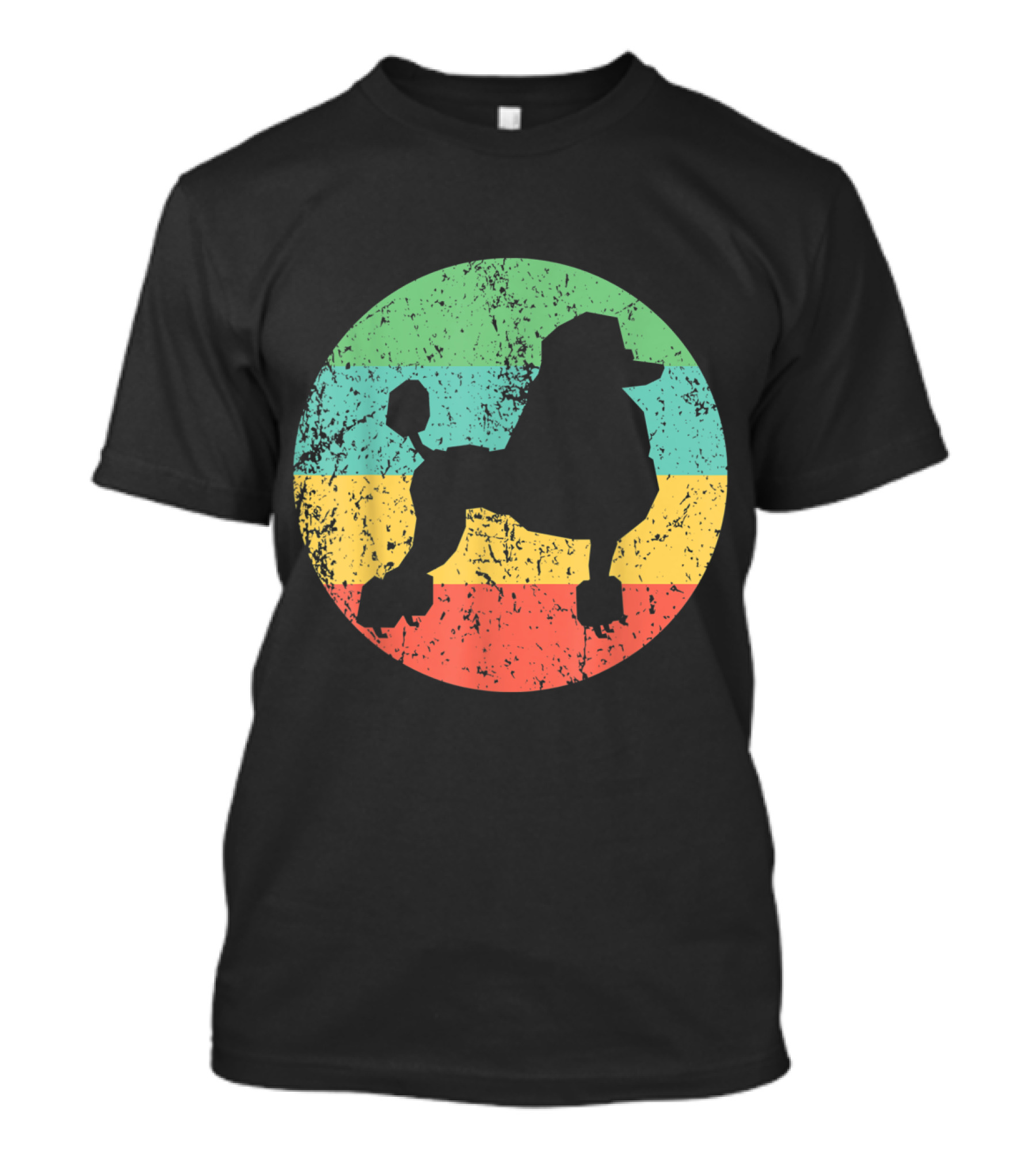 Poodle Vintage Poo Retro Silhouette Stripes T-Shirt