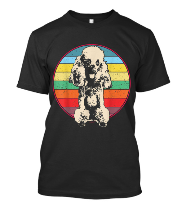 Vintage Poodle Retro Rainbow Stripes T-Shirt