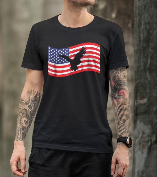 4th July American Flag With Eagle T-Shirt
