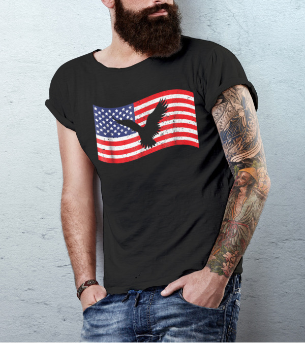 4th July American Flag With Eagle T-Shirt