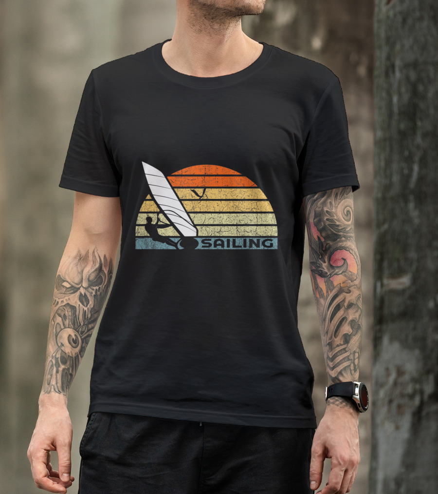 Sailing Vintage Funny For Sailors Retro Sunset Windsurfing T-Shirt