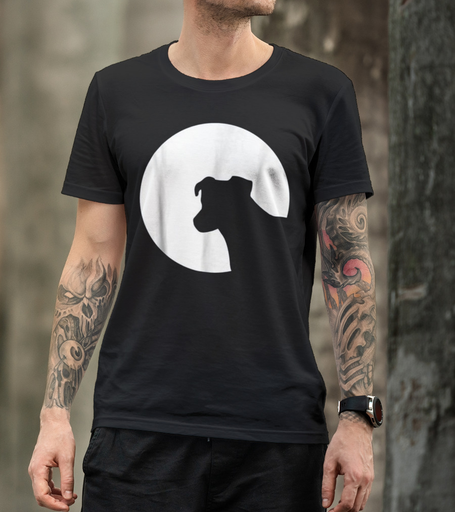 Jack Russell Silhouette Against Full Moon T-Shirt