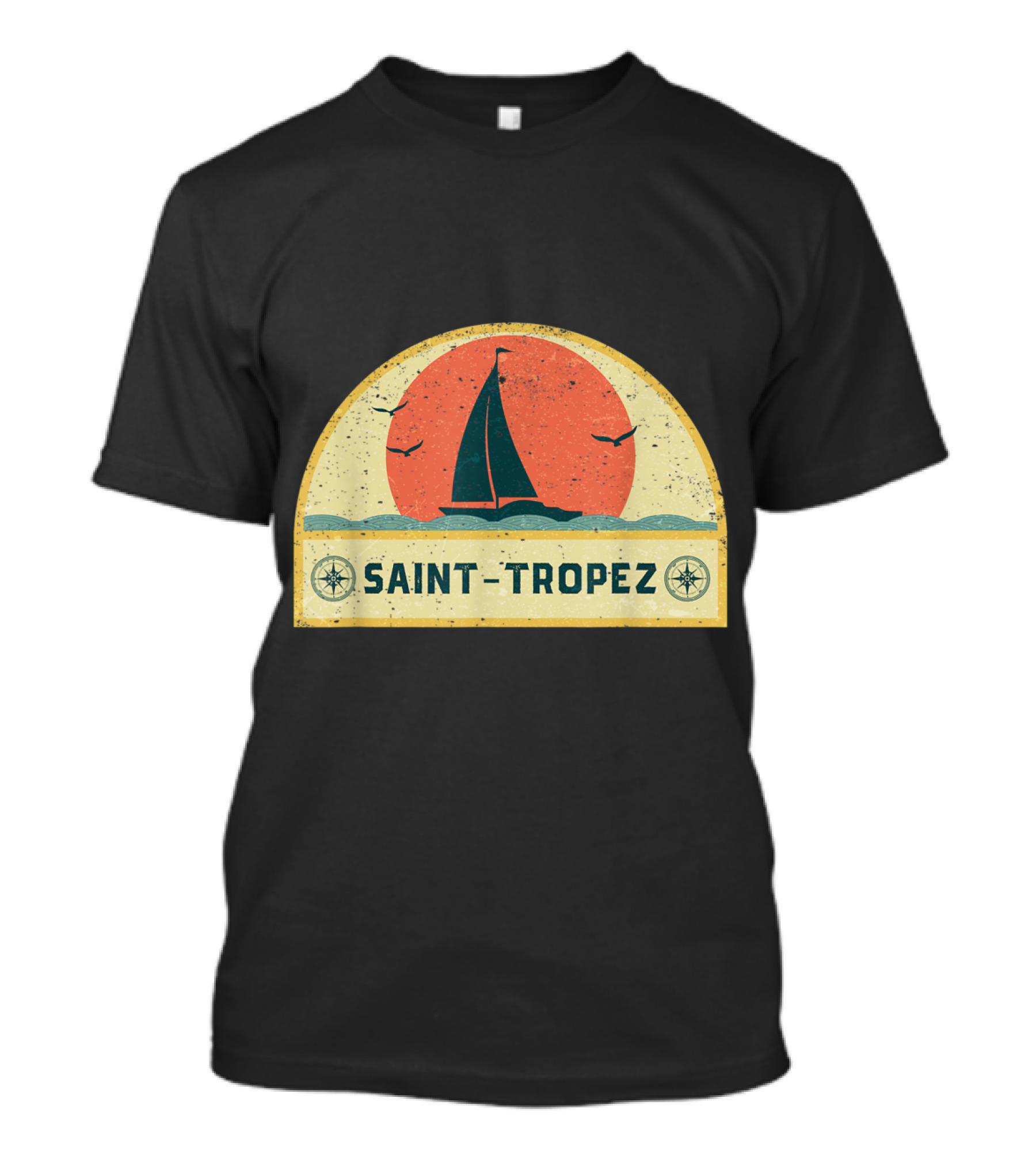 Saint Tropez France Sailing Vacation Sunset Ocean Scene T-Shirt