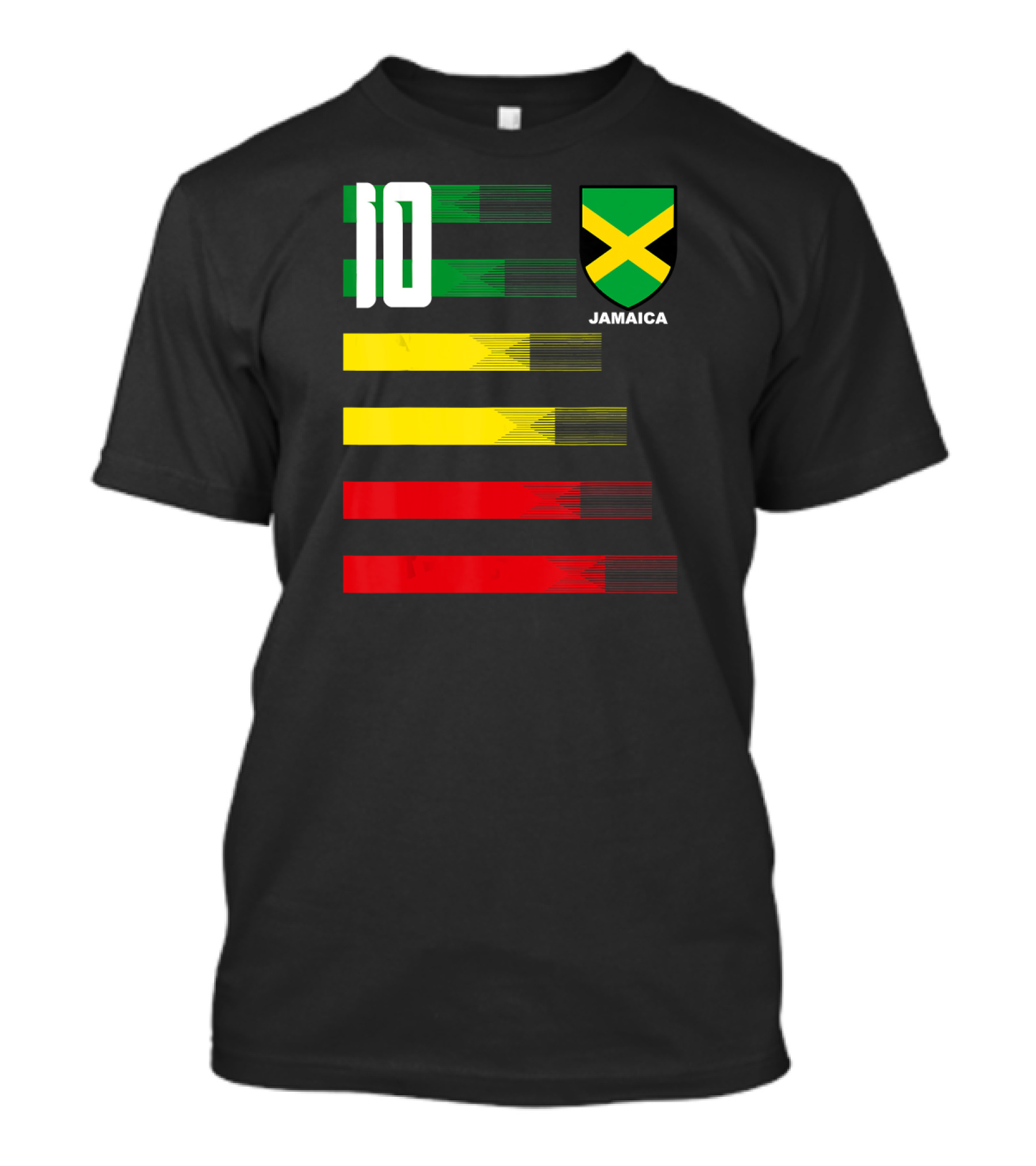 Jamaica Football Soccer Jersey Number 10 Reggae Colors Flag Emblem T-Shirt