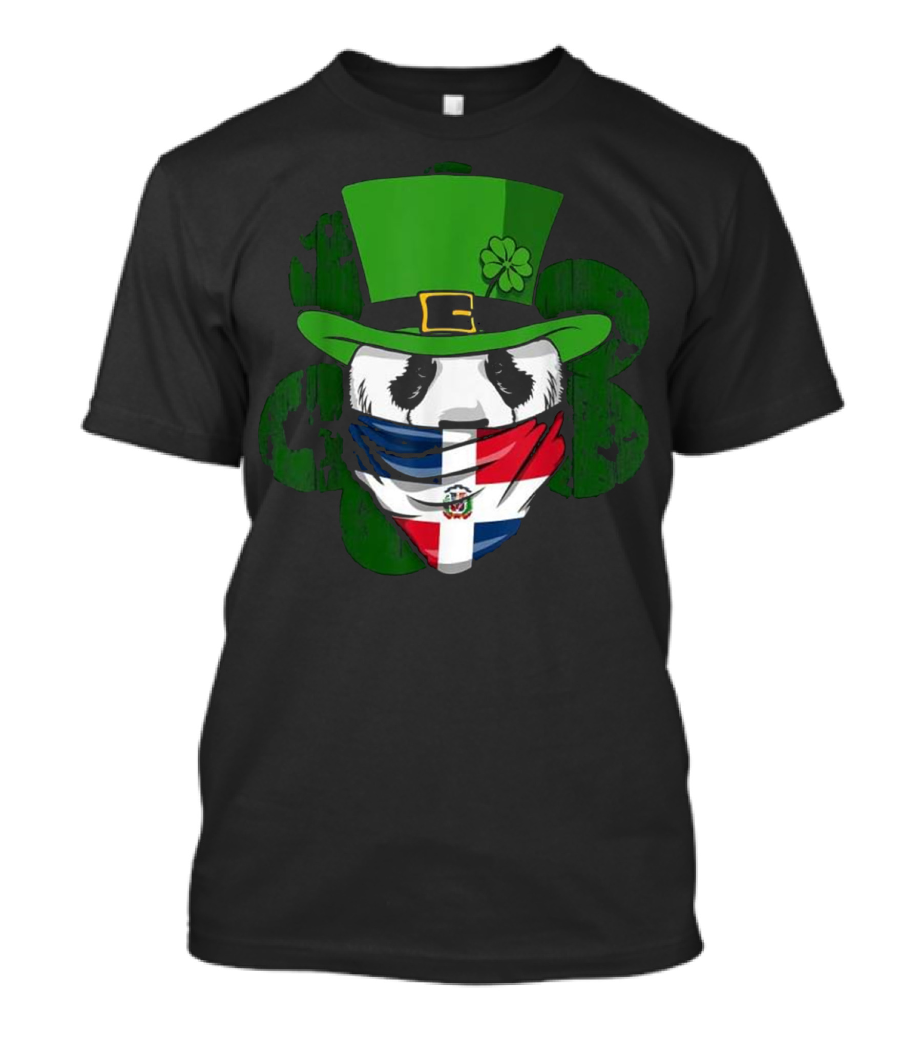 Dominican Panda Irish Bandana Shamrock Top Hat T-Shirt