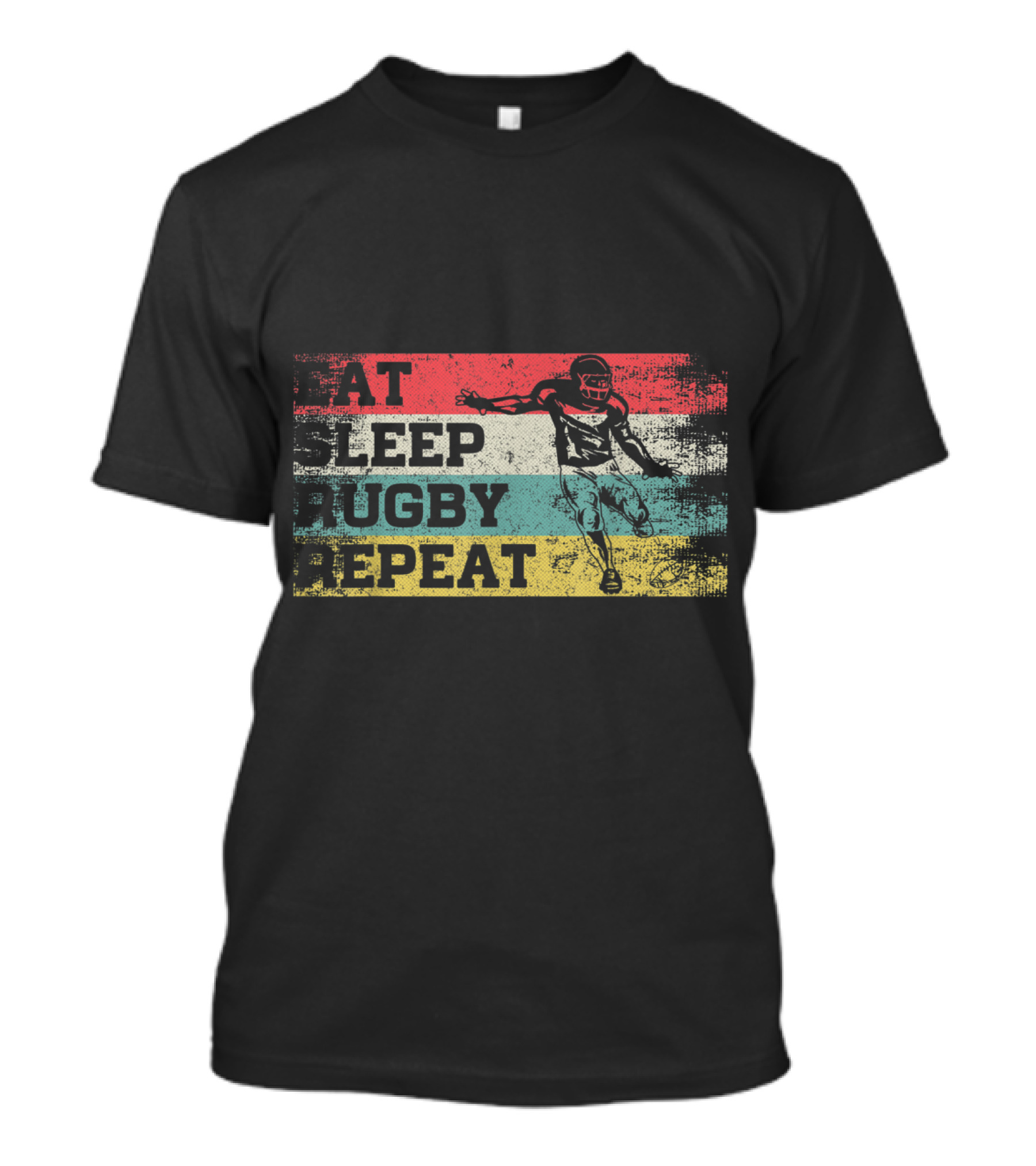 Eat Sleep Rugby Repeat Vintage Rugby Player Iconic Colors T-Shirt